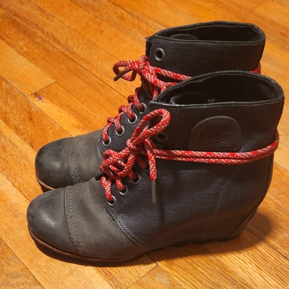 Sorel PDX Lace Wedge Quarry Gray Boot Size 10